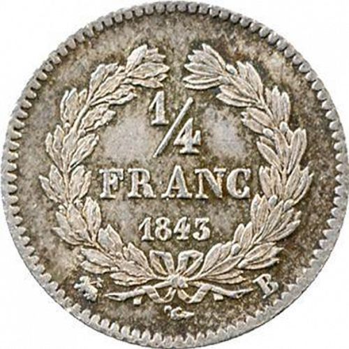 1/4 Franc Reverse Image minted in FRANCE in 1843B (1830-1848 - Louis Philippe I)  - The Coin Database