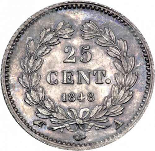 25 Centimes Reverse Image minted in FRANCE in 1848A (1830-1848 - Louis Philippe I)  - The Coin Database