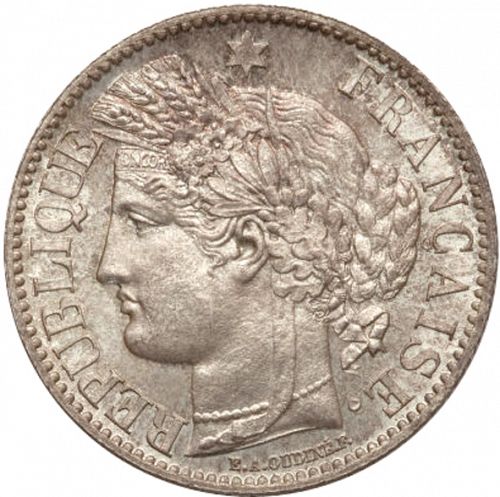 2 Francs Obverse Image minted in FRANCE in 1881A (1871-1940 - Third Republic)  - The Coin Database