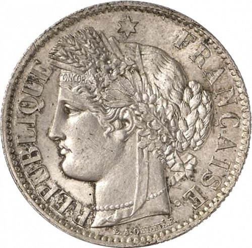 2 Francs Obverse Image minted in FRANCE in 1887A (1871-1940 - Third Republic)  - The Coin Database