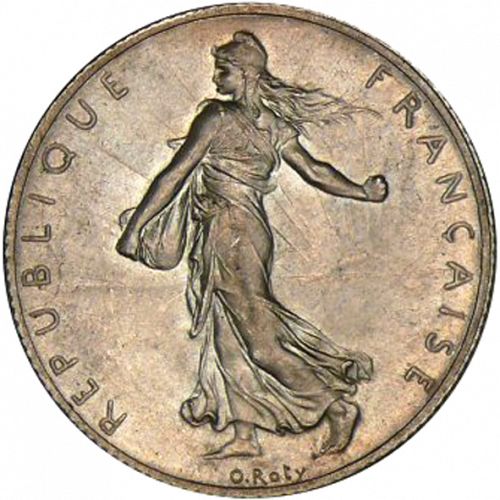 2 Francs Obverse Image minted in FRANCE in 1908 (1871-1940 - Third Republic)  - The Coin Database