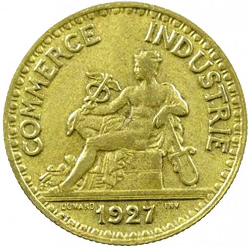 2 Francs Obverse Image minted in FRANCE in 1927 (1871-1940 - Third Republic)  - The Coin Database