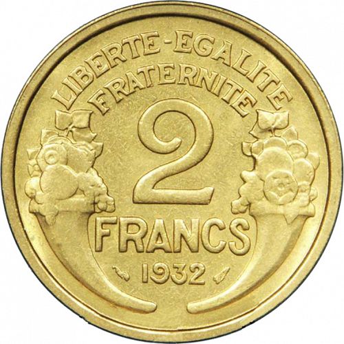 2 Francs Reverse Image minted in FRANCE in 1932 (1871-1940 - Third Republic)  - The Coin Database