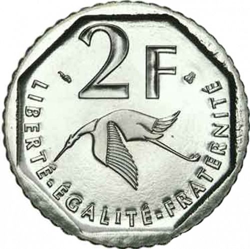 2 Francs Reverse Image minted in FRANCE in 1997 (1959-2001 - Fifth Republic)  - The Coin Database