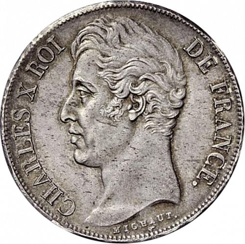 2 Francs Obverse Image minted in FRANCE in 1826W (1824-1830 - Charles X)  - The Coin Database