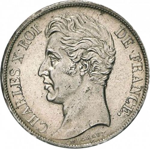 2 Francs Obverse Image minted in FRANCE in 1828W (1824-1830 - Charles X)  - The Coin Database