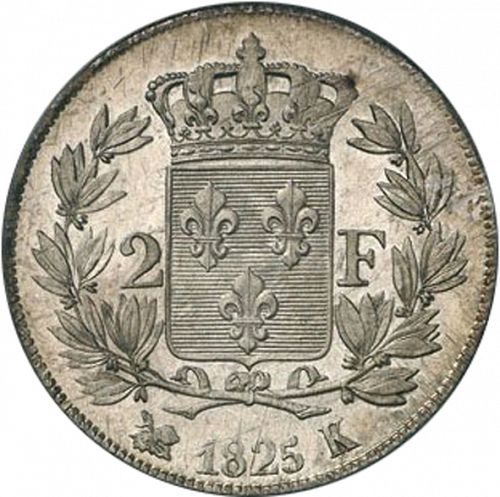 2 Francs Reverse Image minted in FRANCE in 1825K (1824-1830 - Charles X)  - The Coin Database