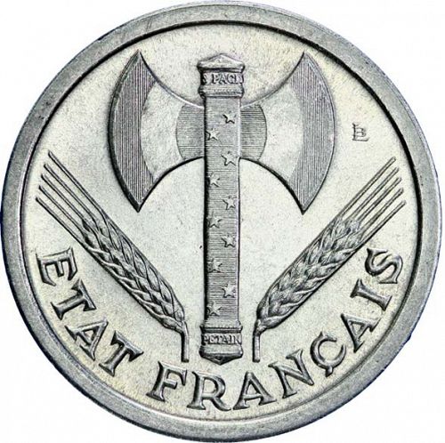 2 Francs Obverse Image minted in FRANCE in 1943 (1940-1944 - Vichy State)  - The Coin Database