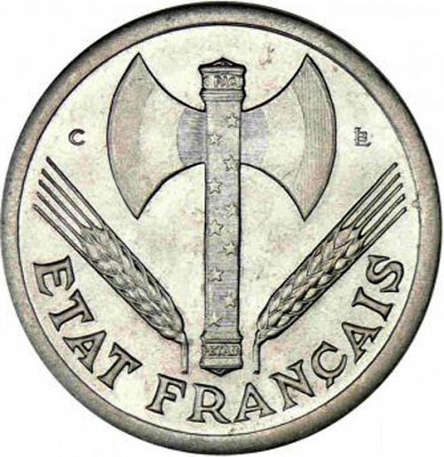 2 Francs Obverse Image minted in FRANCE in 1944 (1940-1944 - Vichy State)  - The Coin Database