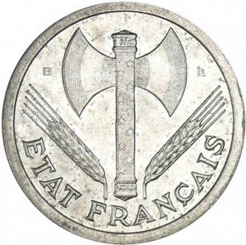 2 Francs Obverse Image minted in FRANCE in 1944B (1940-1944 - Vichy State)  - The Coin Database