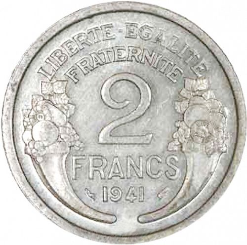 2 Francs Reverse Image minted in FRANCE in 1941 (1940-1944 - Vichy State)  - The Coin Database