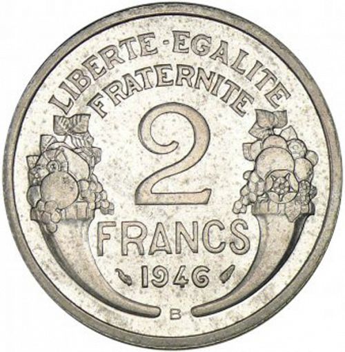2 Francs Reverse Image minted in FRANCE in 1946B (1944-1947 - Provisional Government)  - The Coin Database