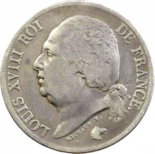 2 Francs Obverse Image minted in FRANCE in 1818Q (1814-1824 - Louis XVIII)  - The Coin Database
