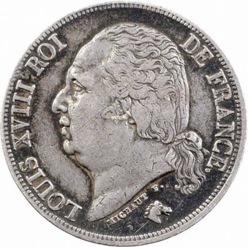 2 Francs Obverse Image minted in FRANCE in 1822A (1814-1824 - Louis XVIII)  - The Coin Database