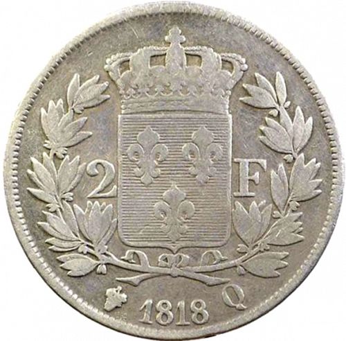 2 Francs Reverse Image minted in FRANCE in 1818Q (1814-1824 - Louis XVIII)  - The Coin Database