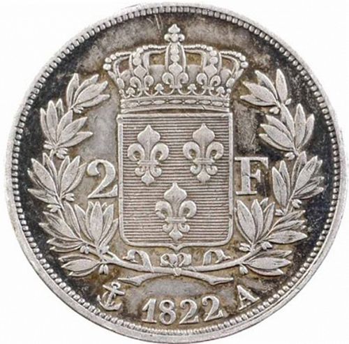 2 Francs Reverse Image minted in FRANCE in 1822A (1814-1824 - Louis XVIII)  - The Coin Database