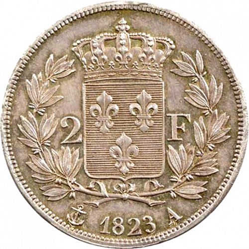 2 Francs Reverse Image minted in FRANCE in 1823A (1814-1824 - Louis XVIII)  - The Coin Database