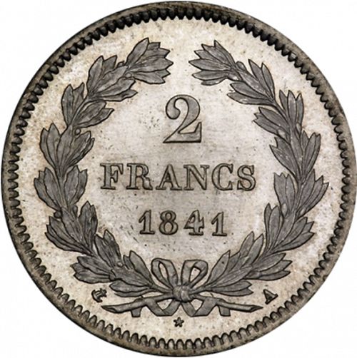 2 Francs Reverse Image minted in FRANCE in 1841A (1830-1848 - Louis Philippe I)  - The Coin Database