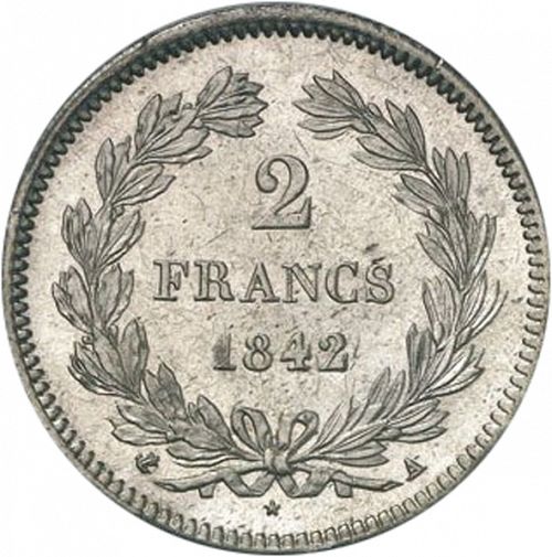 2 Francs Reverse Image minted in FRANCE in 1842A (1830-1848 - Louis Philippe I)  - The Coin Database