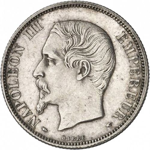 2 Francs Obverse Image minted in FRANCE in 1853A (1852-1870 - Napoléon III)  - The Coin Database