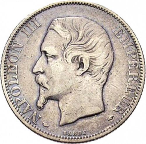 2 Francs Obverse Image minted in FRANCE in 1854A (1852-1870 - Napoléon III)  - The Coin Database