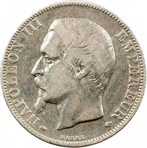 2 Francs Obverse Image minted in FRANCE in 1856A (1852-1870 - Napoléon III)  - The Coin Database
