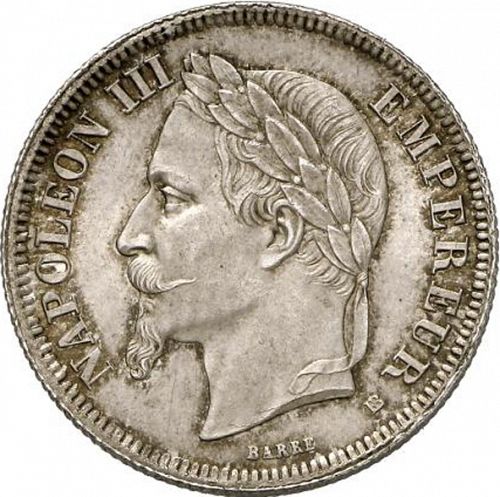 2 Francs Obverse Image minted in FRANCE in 1866BB (1852-1870 - Napoléon III)  - The Coin Database