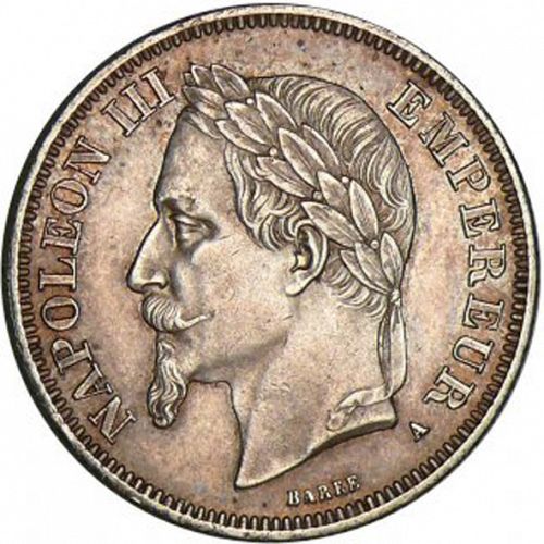 2 Francs Obverse Image minted in FRANCE in 1867A (1852-1870 - Napoléon III)  - The Coin Database