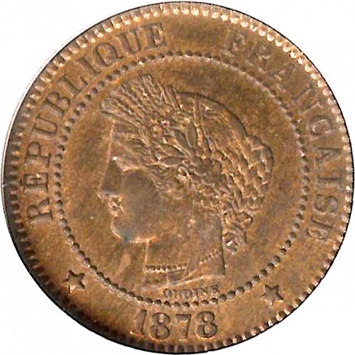2 Centimes Obverse Image minted in FRANCE in 1878K (1871-1940 - Third Republic)  - The Coin Database