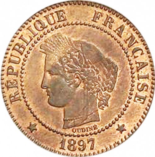 2 Centimes Obverse Image minted in FRANCE in 1897A (1871-1940 - Third Republic)  - The Coin Database