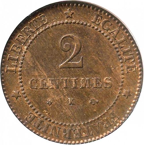 2 Centimes Reverse Image minted in FRANCE in 1878K (1871-1940 - Third Republic)  - The Coin Database