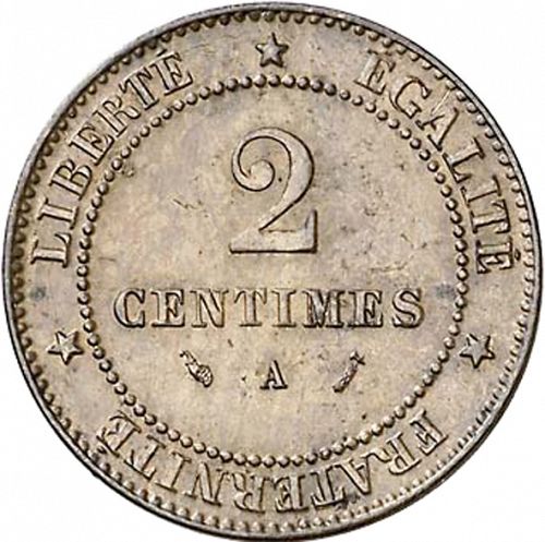 2 Centimes Reverse Image minted in FRANCE in 1883A (1871-1940 - Third Republic)  - The Coin Database