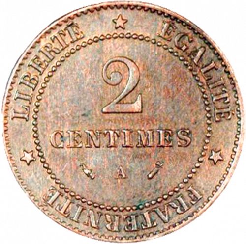 2 Centimes Reverse Image minted in FRANCE in 1896A (1871-1940 - Third Republic)  - The Coin Database