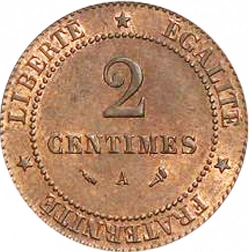 2 Centimes Reverse Image minted in FRANCE in 1897A (1871-1940 - Third Republic)  - The Coin Database