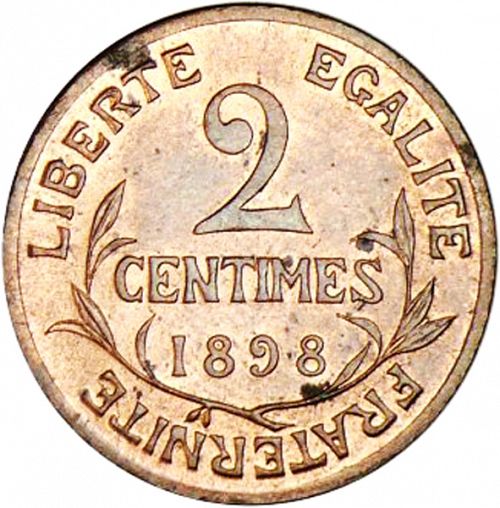 2 Centimes Reverse Image minted in FRANCE in 1898 (1871-1940 - Third Republic)  - The Coin Database