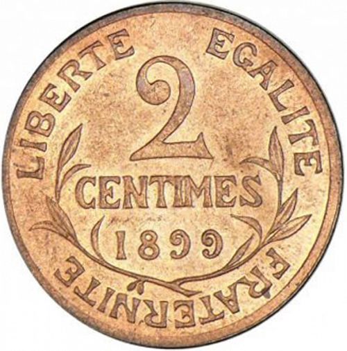 2 Centimes Reverse Image minted in FRANCE in 1899 (1871-1940 - Third Republic)  - The Coin Database