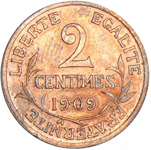 2 Centimes Reverse Image minted in FRANCE in 1909 (1871-1940 - Third Republic)  - The Coin Database