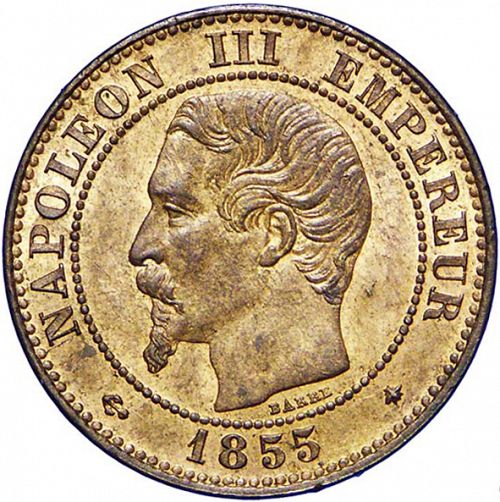 2 Centimes Obverse Image minted in FRANCE in 1855BB (1852-1870 - Napoléon III)  - The Coin Database