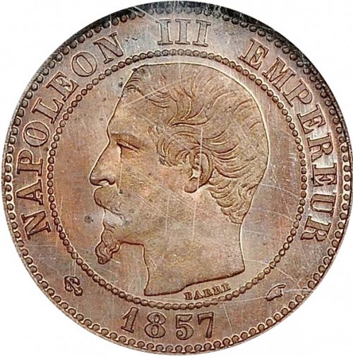 2 Centimes Obverse Image minted in FRANCE in 1857A (1852-1870 - Napoléon III)  - The Coin Database