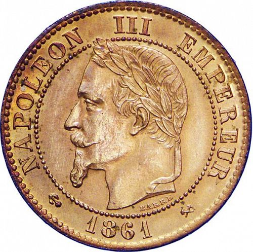 2 Centimes Obverse Image minted in FRANCE in 1861K (1852-1870 - Napoléon III)  - The Coin Database