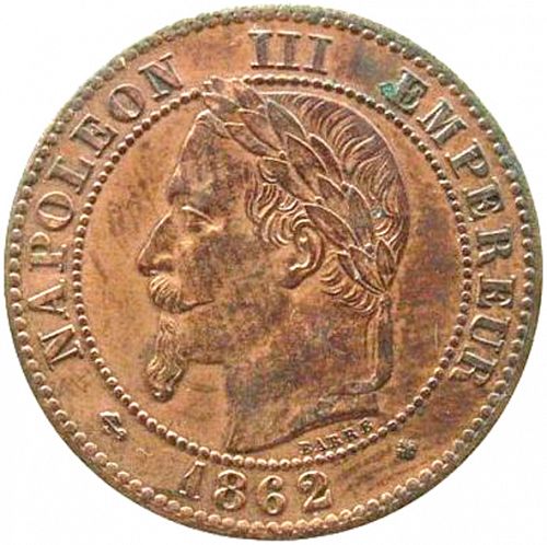 2 Centimes Obverse Image minted in FRANCE in 1862BB (1852-1870 - Napoléon III)  - The Coin Database