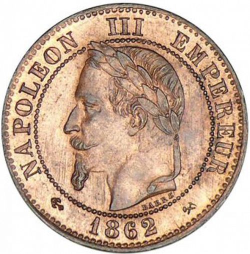 2 Centimes Obverse Image minted in FRANCE in 1862K (1852-1870 - Napoléon III)  - The Coin Database