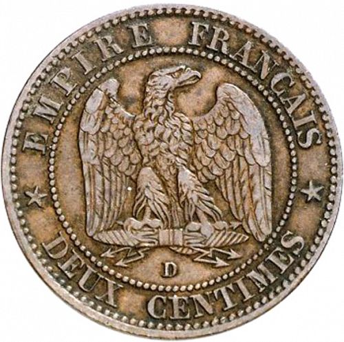 2 Centimes Reverse Image minted in FRANCE in 1855D (1852-1870 - Napoléon III)  - The Coin Database