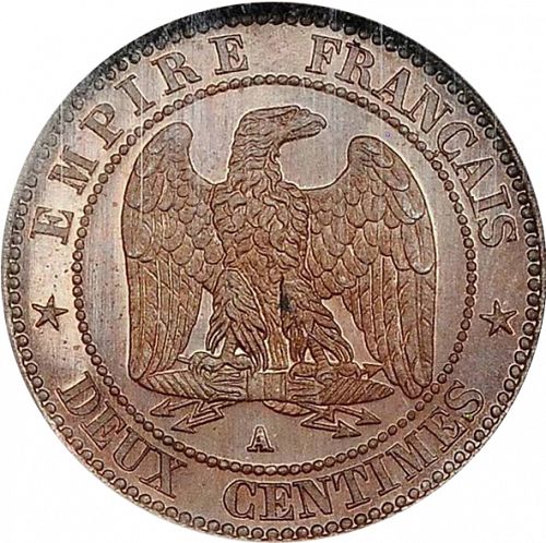 2 Centimes Reverse Image minted in FRANCE in 1857A (1852-1870 - Napoléon III)  - The Coin Database