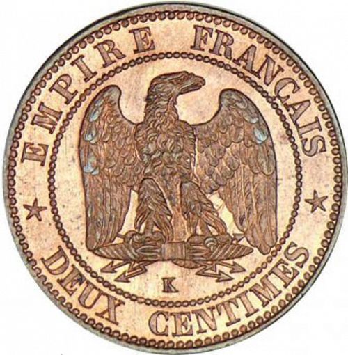 2 Centimes Reverse Image minted in FRANCE in 1862K (1852-1870 - Napoléon III)  - The Coin Database
