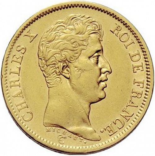 40 Francs Obverse Image minted in FRANCE in 1824A (1824-1830 - Charles X)  - The Coin Database