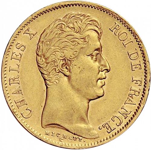 40 Francs Obverse Image minted in FRANCE in 1828A (1824-1830 - Charles X)  - The Coin Database