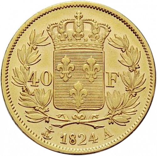 40 Francs Reverse Image minted in FRANCE in 1824A (1824-1830 - Charles X)  - The Coin Database