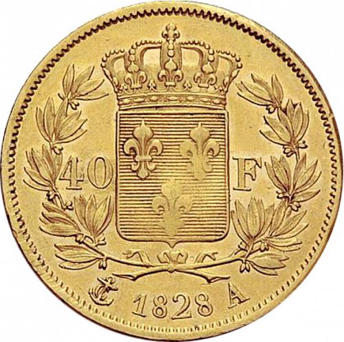 40 Francs Reverse Image minted in FRANCE in 1828A (1824-1830 - Charles X)  - The Coin Database