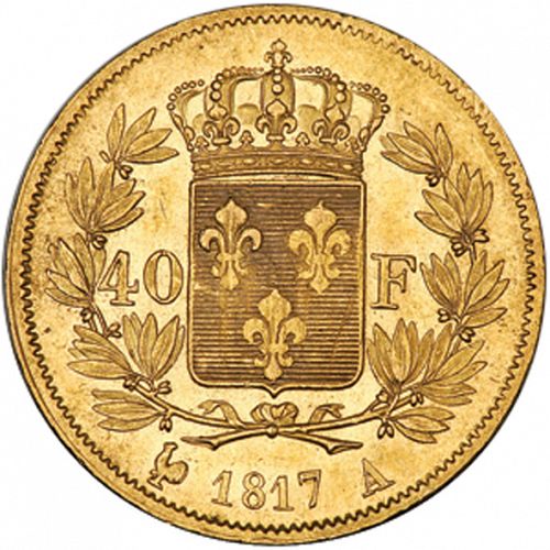 40 Francs Reverse Image minted in FRANCE in 1817A (1814-1824 - Louis XVIII)  - The Coin Database